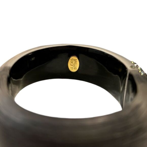 ALEXIS BITTAR Hand Carved Lucite Crystal Encrusted Hinge Bangle - Picture 3 of 6